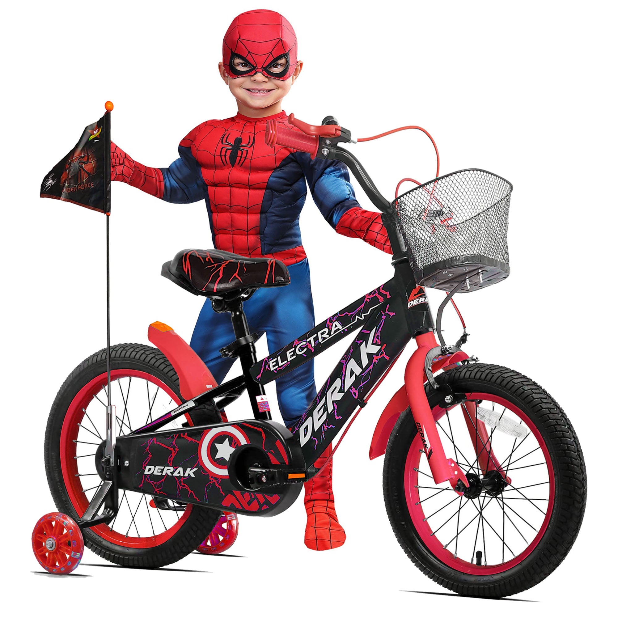 Derak Kids Bicycle 12-16 inch Electra Spider Flag & Basket - 100% Ready to Ride