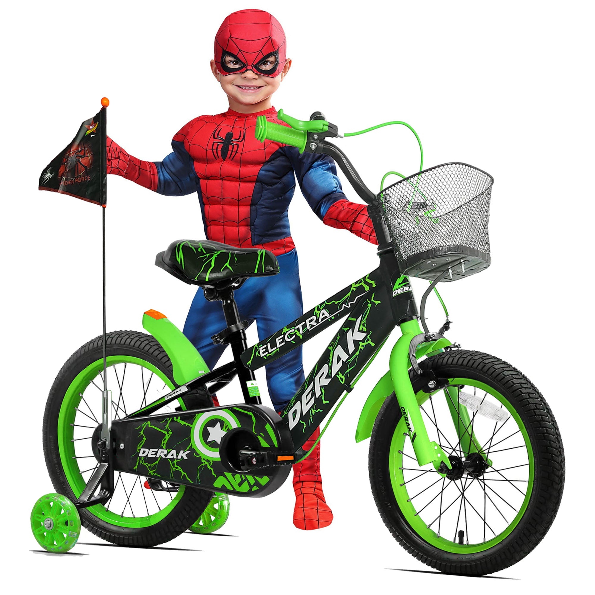 Derak Kids Bicycle 12-16 inch Electra Spider Flag & Basket - 100% Ready to Ride