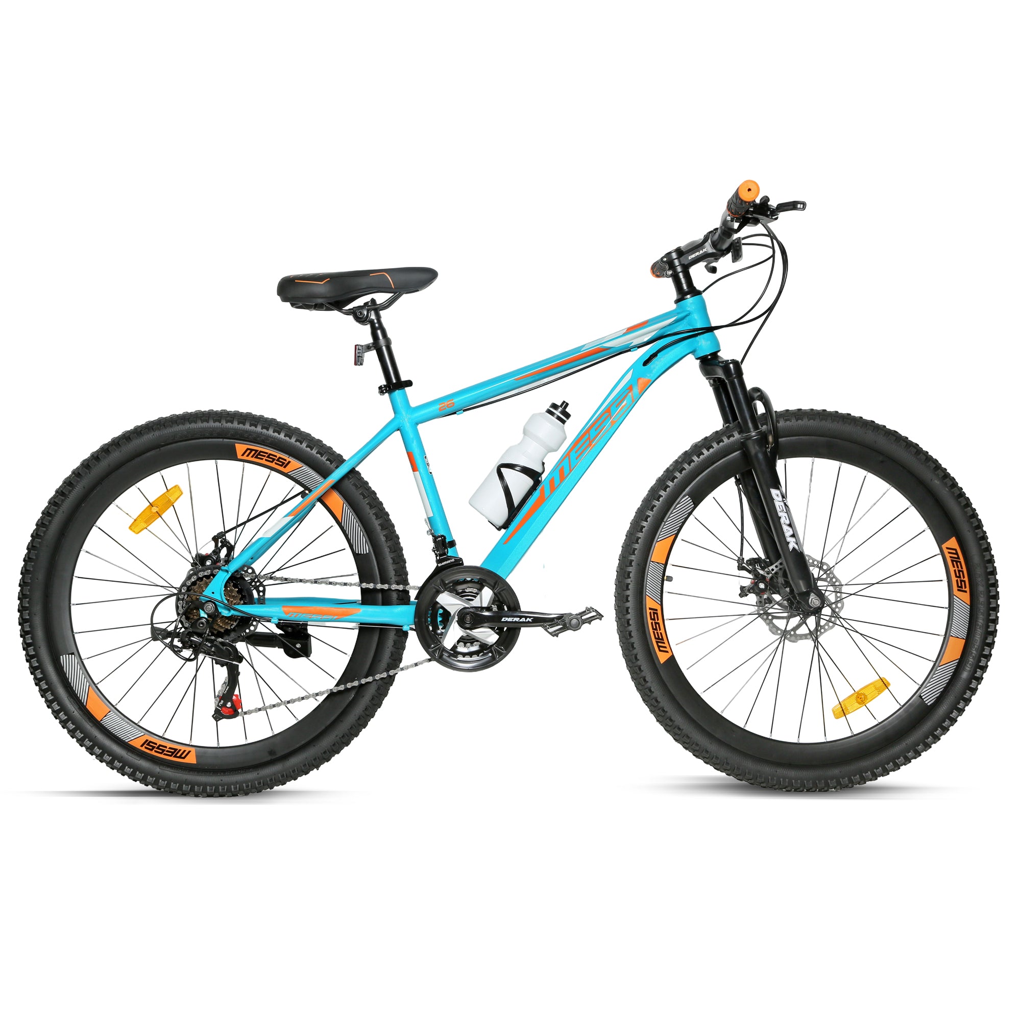 MESSI 26 inch Youth/Adult Mountain Bike, 7-21 Speeds turnary By DerakBikes (26, GREEN ORANGE)