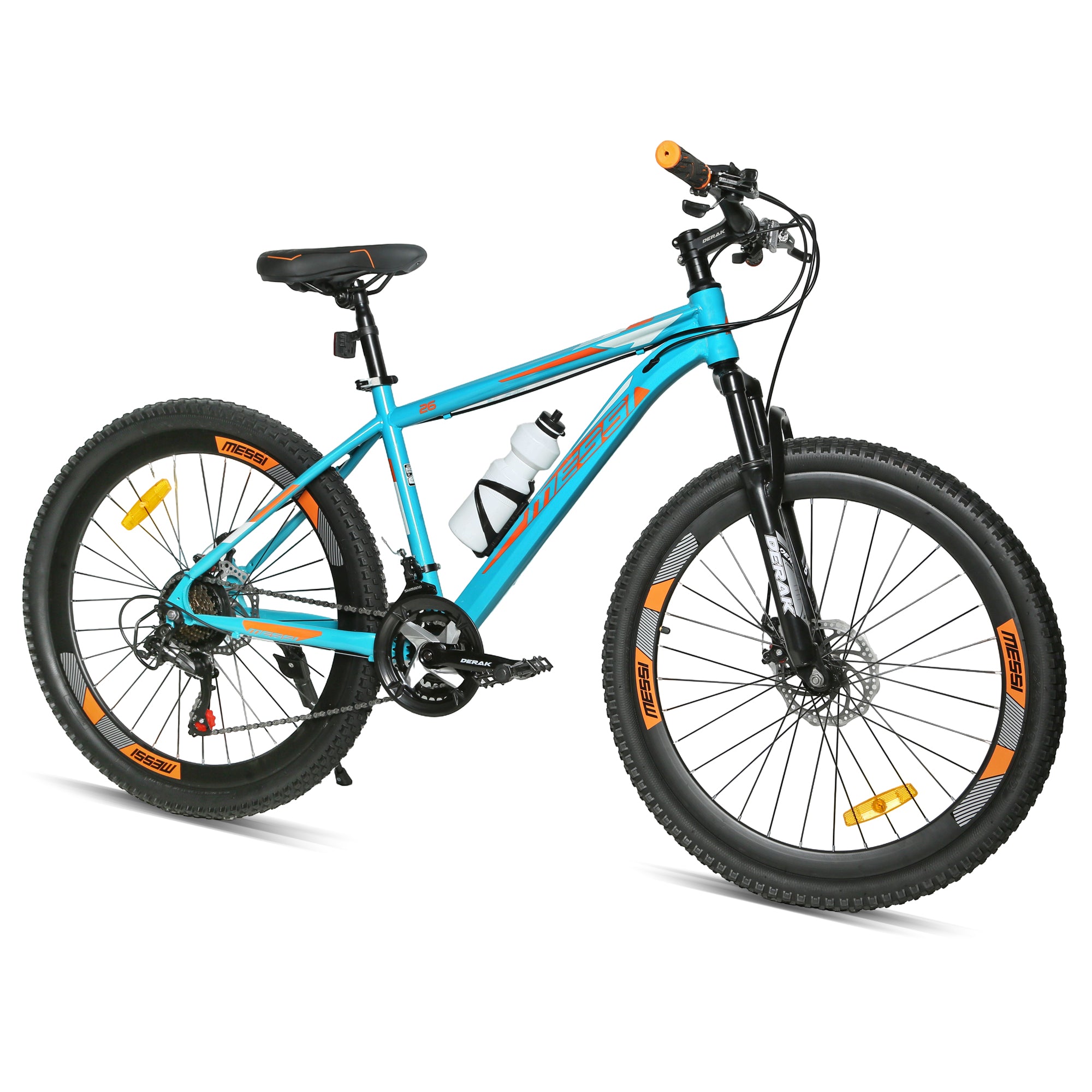 MESSI 26 inch Youth/Adult Mountain Bike, 7-21 Speeds turnary By DerakBikes (26, GREEN ORANGE)