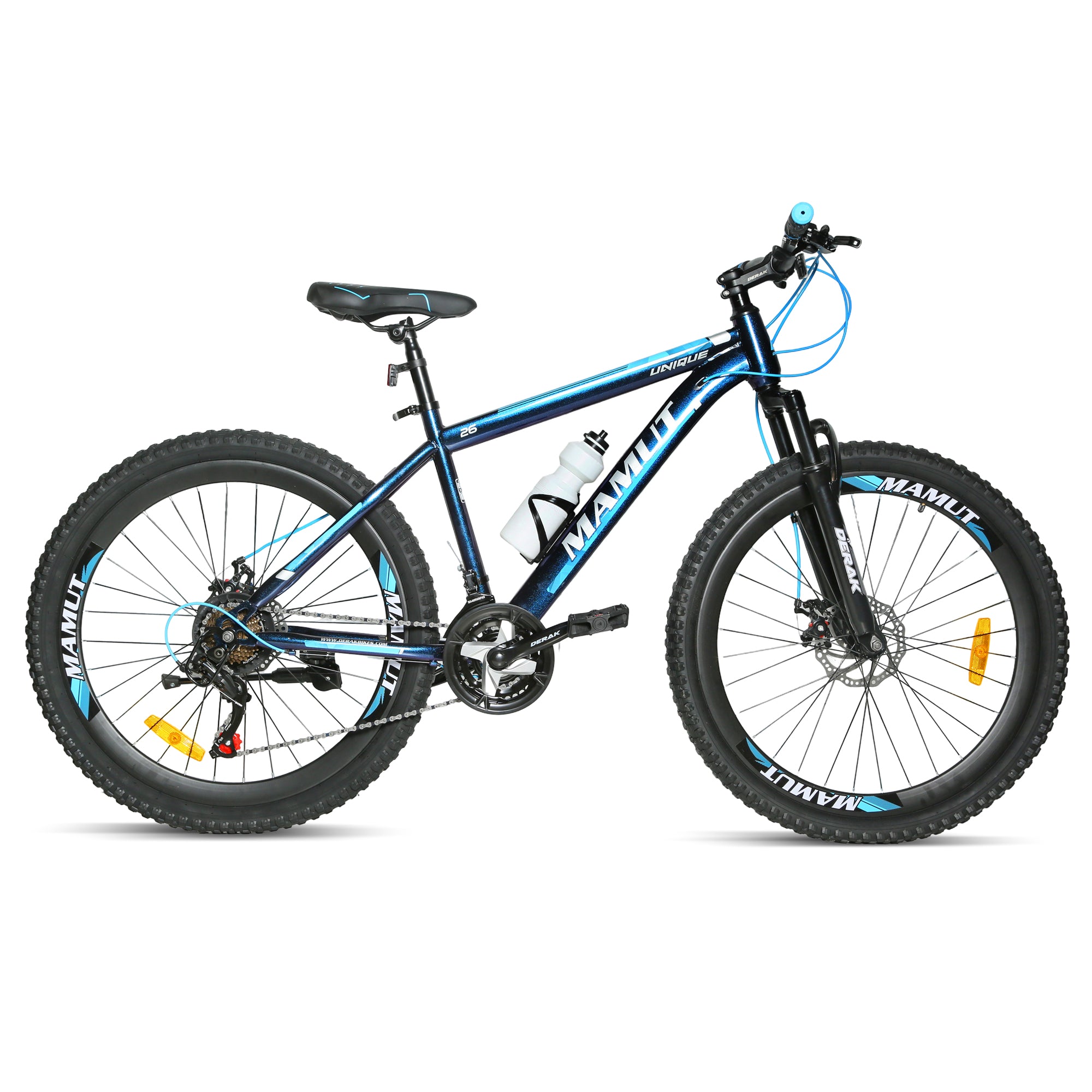 Derak 26 inch Mamut Youth/Adult Mountain Bike, 7-21 Speeds turnary By DerakBikes (26, Blue)