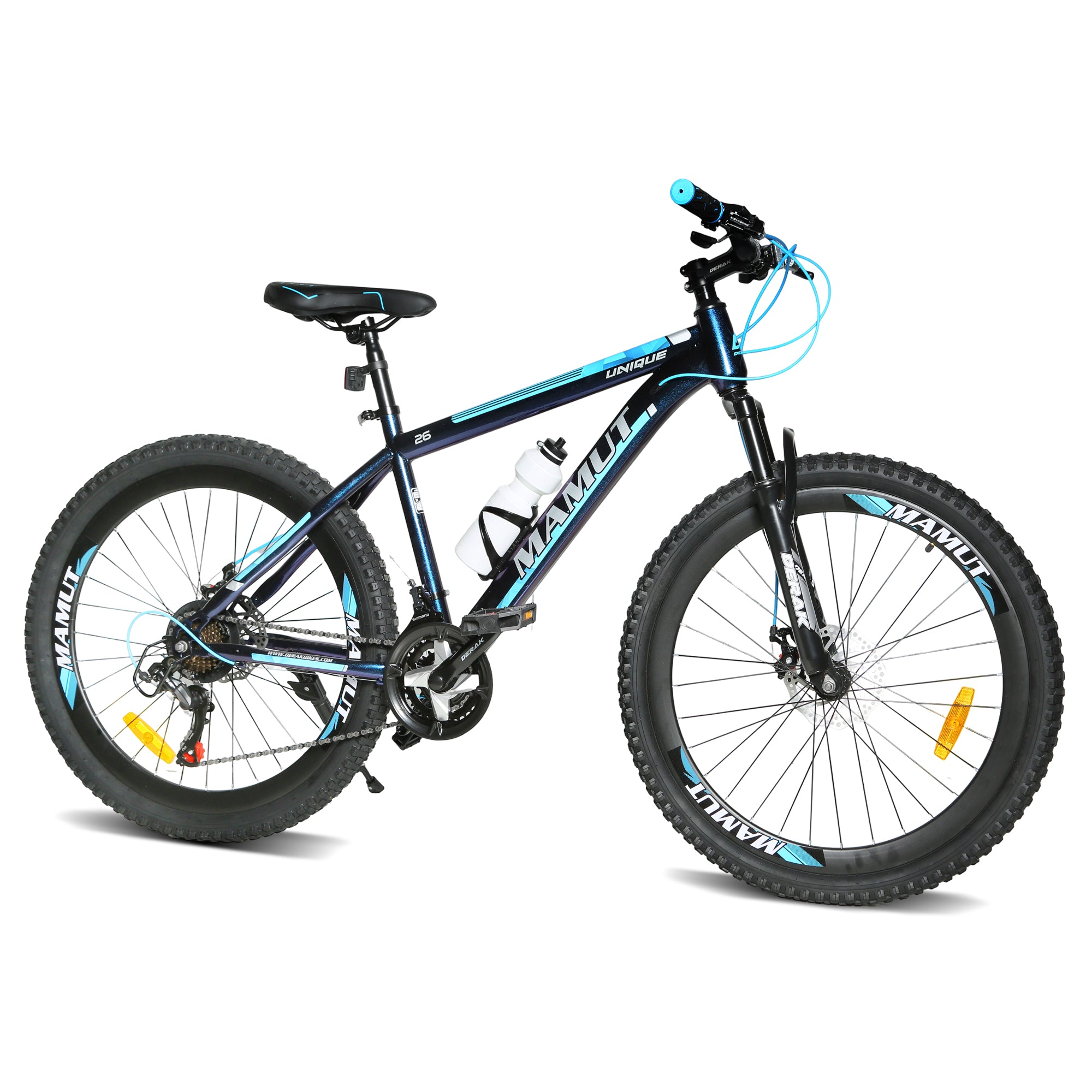 Derak 26 inch Mamut Youth/Adult Mountain Bike, 7-21 Speeds turnary By DerakBikes (26, Blue)