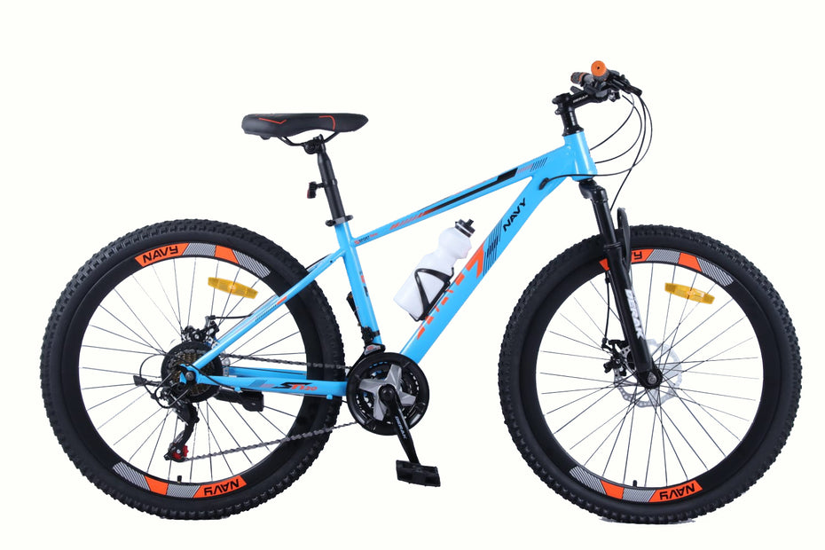 NAVY - 26 inch Youth/Adult Mountain Bike, 7-21 Speeds turnary By DerakBikes (26, Orange Blue) - DERAKBIKES