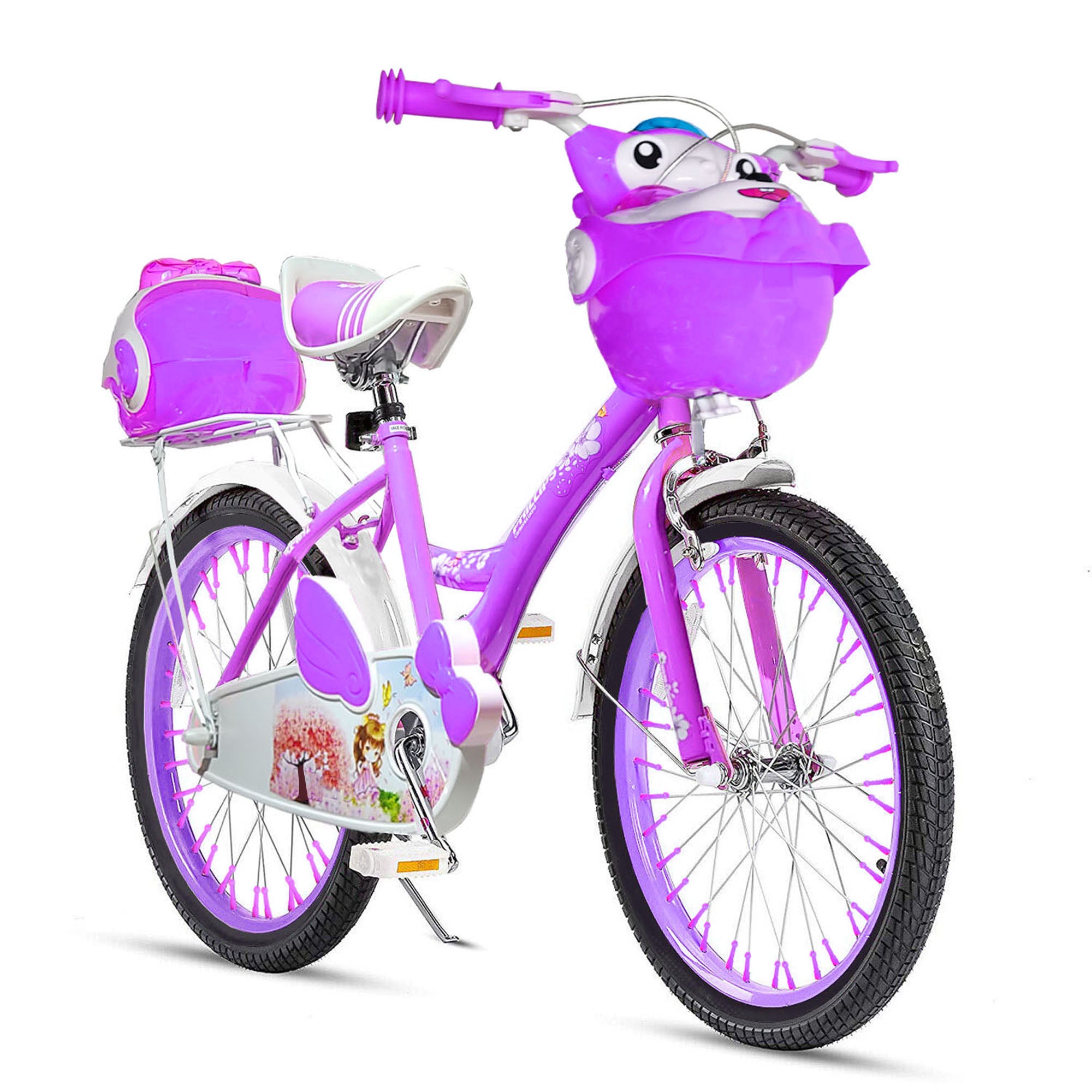 20 Inch Girls Bicycle With Rabbit Doll And Music For 7 Years & Up Pink, Purple