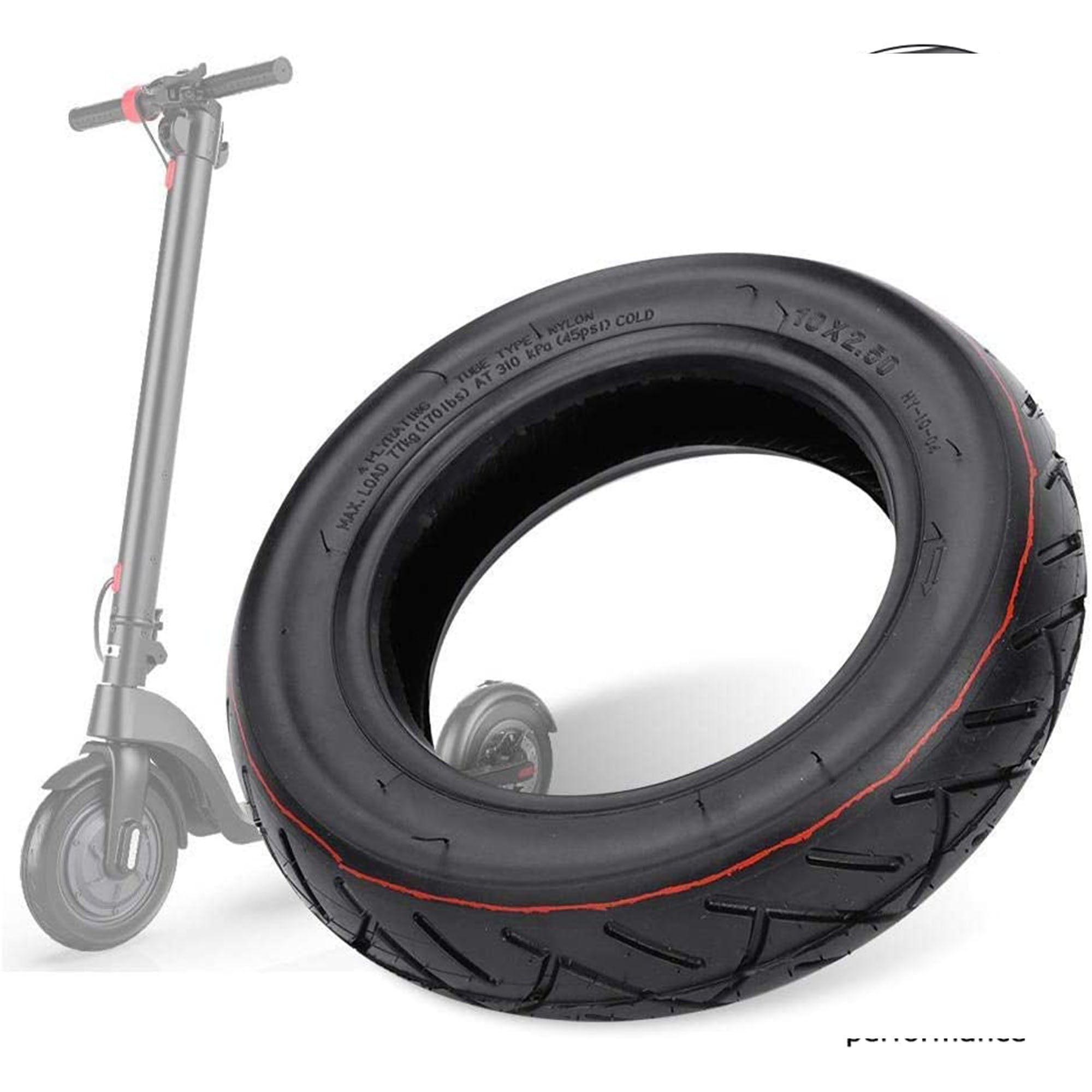 Electric Scooter Tire Inflatable Tyre,10X2.5Inch Outer Scooter Replacement Tire