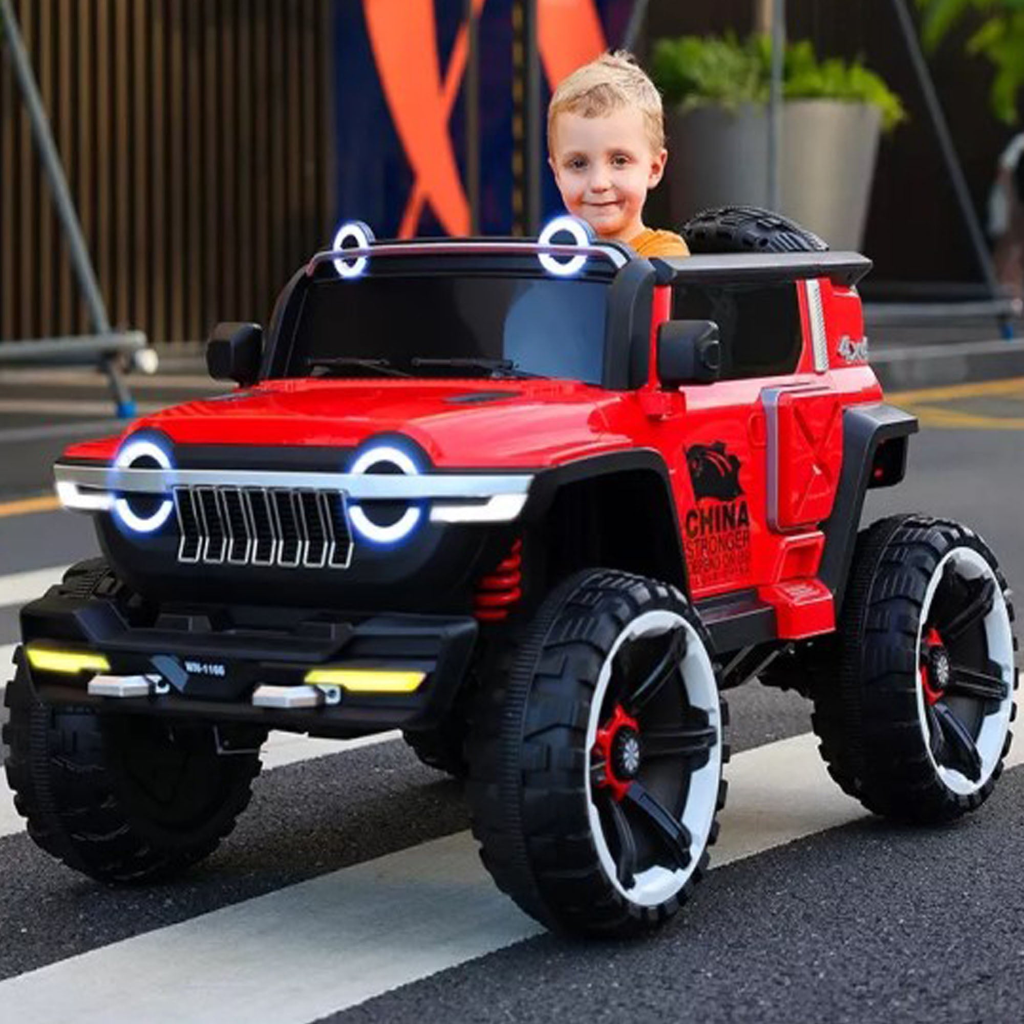 Ride On Kids Car 2 Seater 4x4 Super Jeep WN 1166 12V 10A Leather Seat Eva Tire