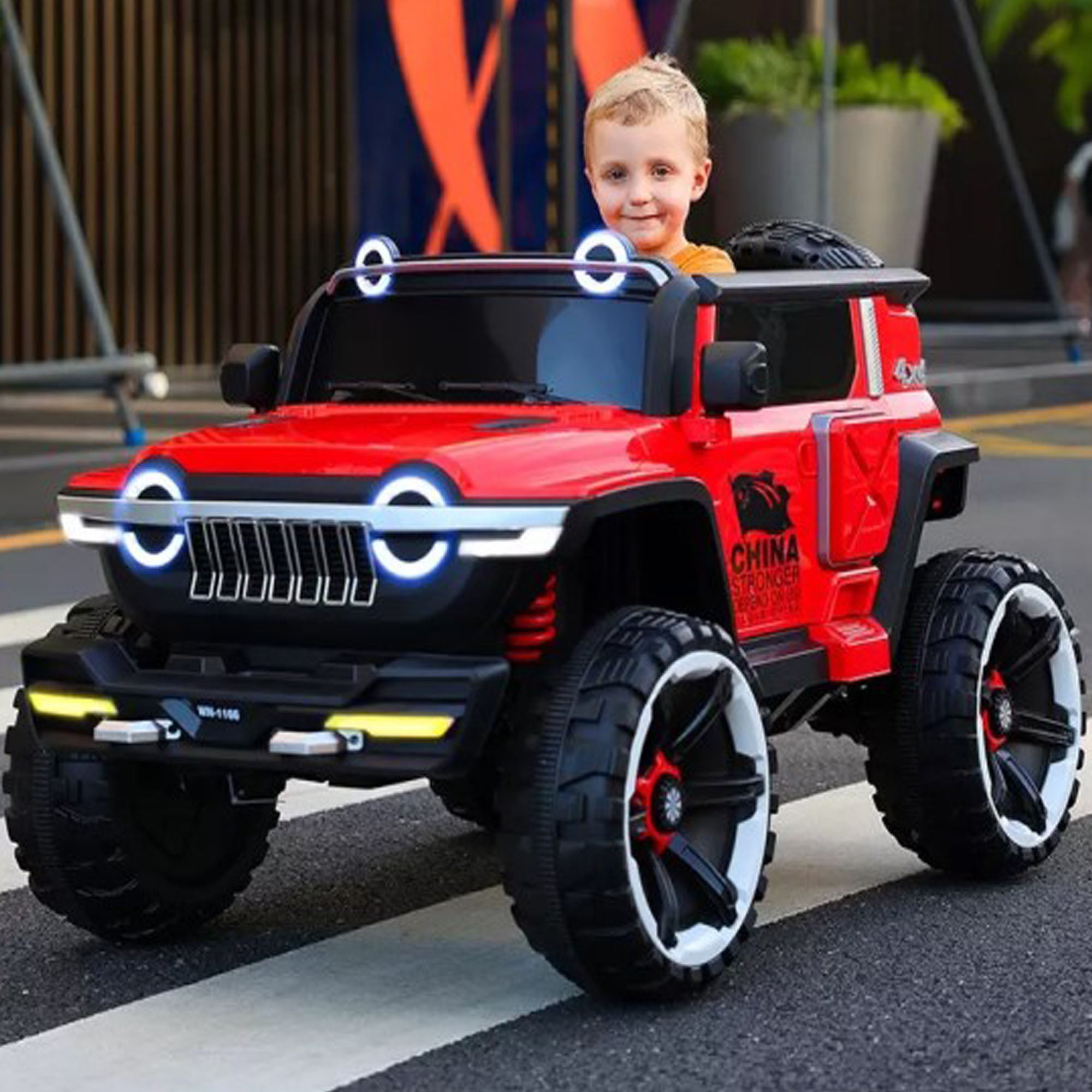 Ride On Kids Car 2 Seater 4x4 Super Jeep WN-1166 ,12V 10A Leather Seat Eva Tire
