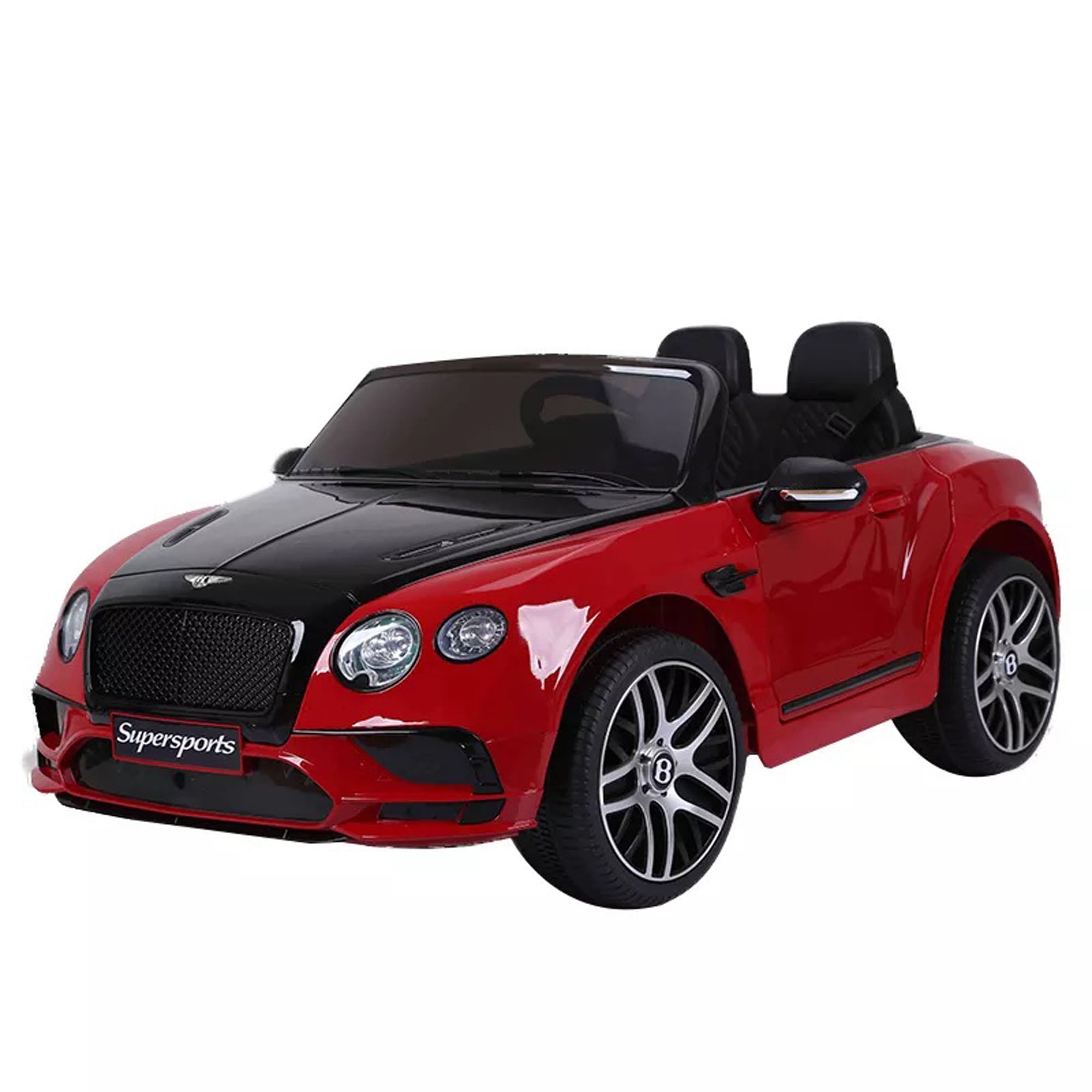 Ride On Bentley SuperSports Electric Car Kids 2 Seater 12V EVA Leather Seat Painted Red Black