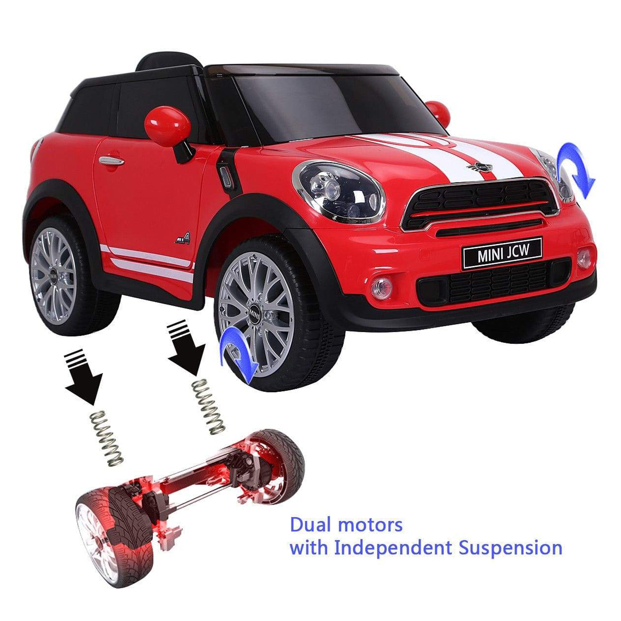 Ride On Electric Car Licensed Mini Cooper Kids Red - DerakBikes